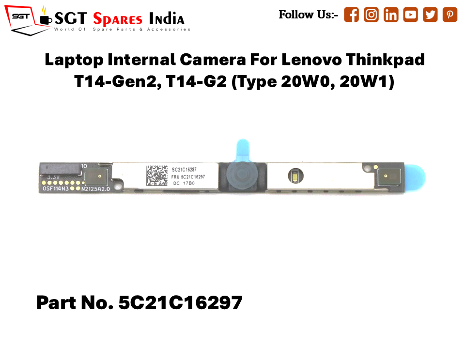 Laptop Internal Camera For Lenovo Thinkpad T14-Gen2, T14-G2 (Type 20W0, 20W1) Part No. 5C21C16297