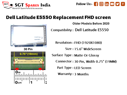 Dell Latitude E5550 Replacement FHD screen