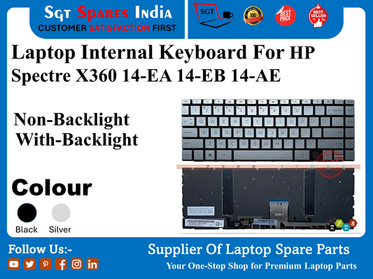 Laptop Internal Keyboard For HP Spectre X360 14-EA 14-EB 14-AE Non-Backlight With-Backlight Colour Black Silver