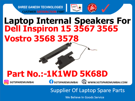 Laptop Internal Speakers For Dell Inspiron 15 3567 3565 Vostro 3568 3578 Part No.:-1K1WD 5K68D