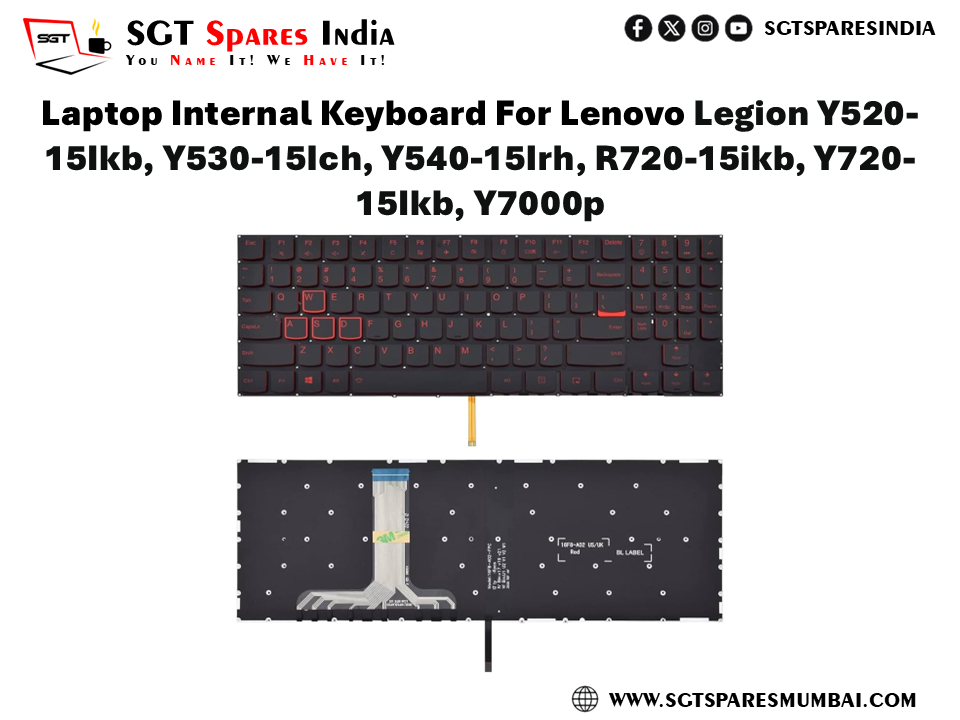 Laptop Internal Keyboard For Lenovo Legion Y520- 15Ikb, Y530-15Ich, Y540-15Irh, R720-15ikb, Y720- 15Ikb, Y7000p Red Colour