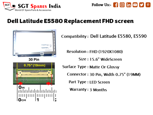 Dell Latitude E5580 Replacement FHD screen