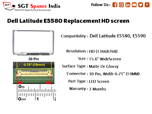 Dell Latitude E5580 Replacement HD screen