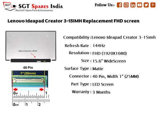 Lenovo Ideapad Creator 3-15IMH Replacement FHD screen
