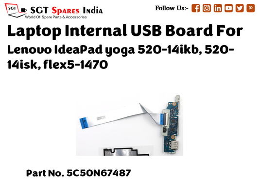 laptop Internal USB or IO board For Lenovo IdeaPad yoga 520 14ikb, 520 14isk, flex5 1470  Part no. 5C50N67487