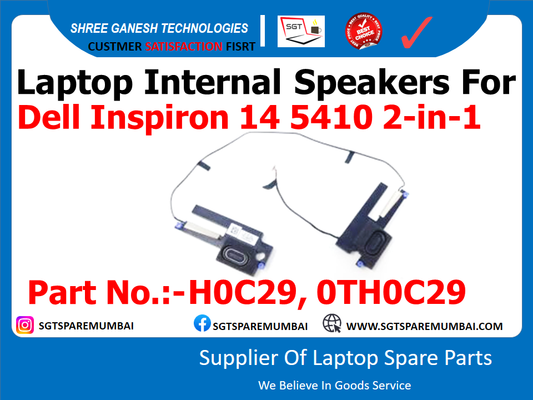 Laptop Internal Speakers For Dell Inspiron 14 5410 2-in-1 Part No.:-HOC29, 0TH0C29