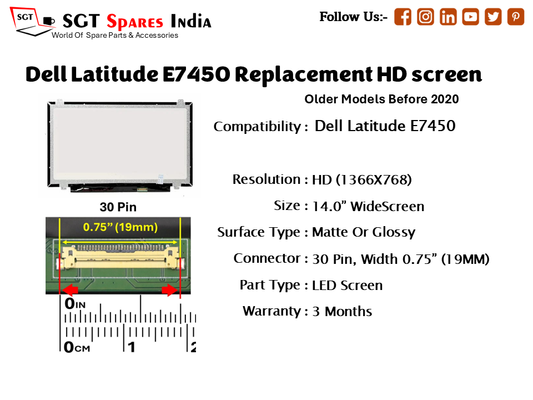 Dell Latitude E7450 Replacement HD screen