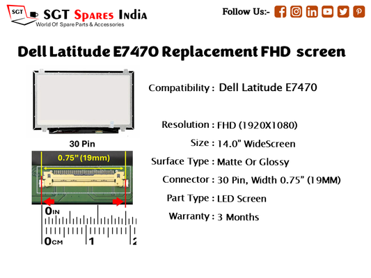 Dell Latitude E7470 Replacement FHD screen