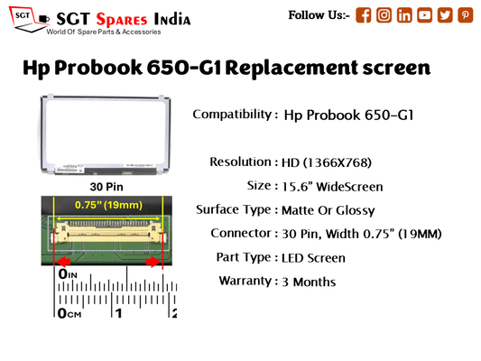 Hp Probook 650-G1 Replacement hd screen