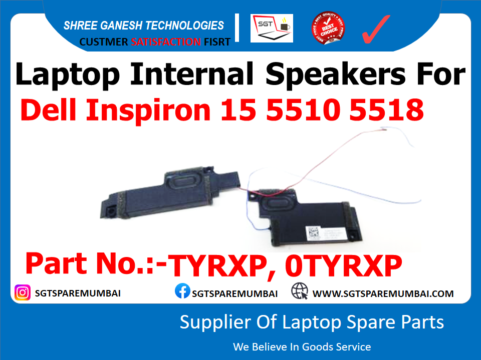 Laptop Internal Speakers For Dell Inspiron 15 5510 5518 Part No.:-TYRXP, 0TYRXP