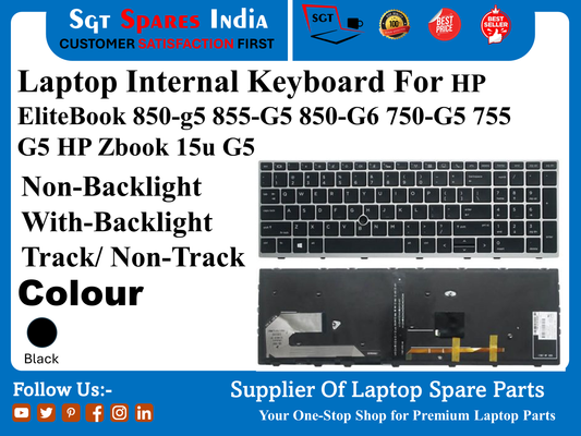 Laptop Internal Keyboard For HP EliteBook 850-g5 855-G5 850-G6 750-G5 755 G5 HP Zbook 15u G5 Non-Backlight With-Backlight Track/ Non-Track Colour Black