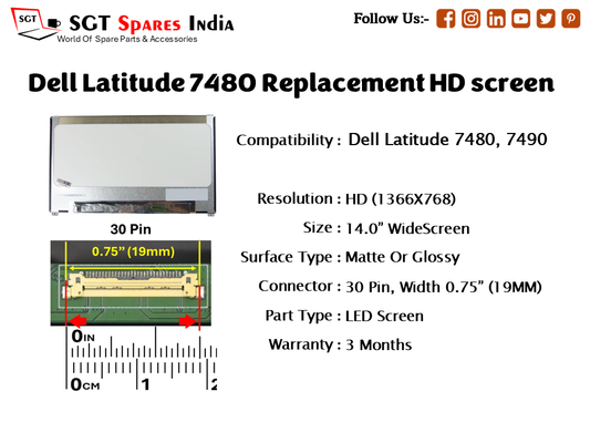 Dell Latitude 7480 Replacement HD screen