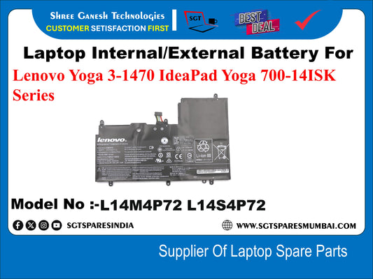 Laptop Internal Compatible Battery For Lenovo Yoga 3-1470 IdeaPad Yoga 700-14ISK Series Model No :-L14M4P72 L14S4P72