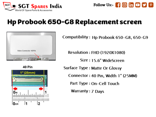 Hp Probook 650-G8 Replacement touch screen