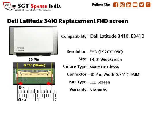 Dell Latitude 3410 Replacement FHD screen