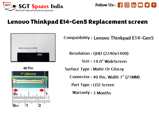 Lenovo Thinkpad E14-Gen5 Replacement screen
