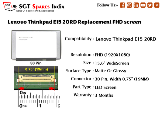 Lenovo Thinkpad E15 20RD Replacement FHD screen