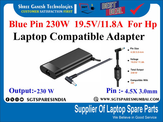 Blue Pin 230W  19.5V/11.8A  For Hp Laptop Compatible Adapter