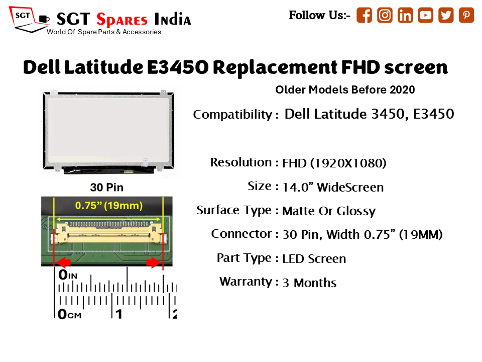 Dell Latitude E3450 Replacement FHD screen Older Models Before 2020