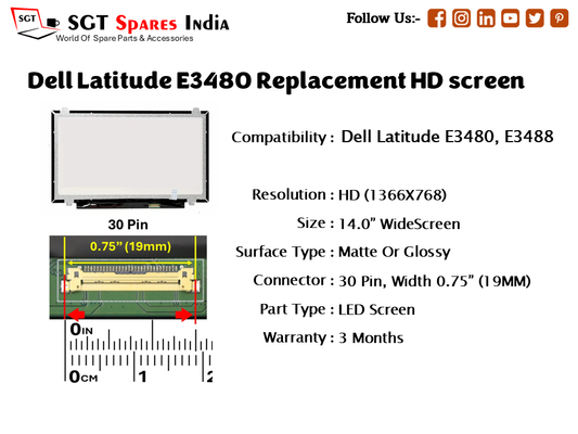 Dell Latitude E3480 Replacement HD screen