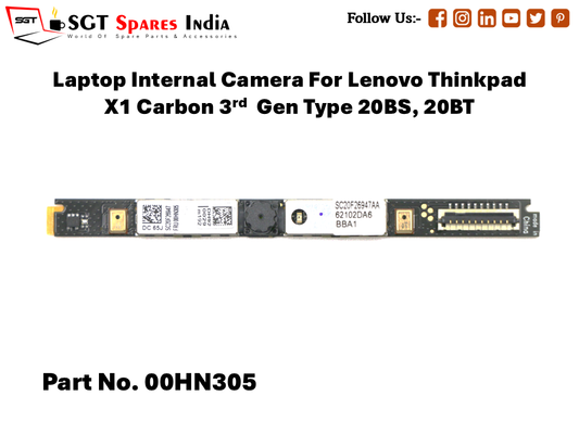 Laptop Internal Camera For Lenovo Thinkpad X1 Carbon 3rd Gen Type 20BS, 20BT Part No. 00HN305