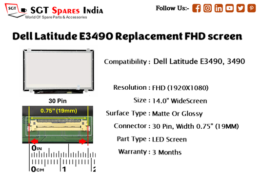 Dell Latitude E3490 Replacement FHD screen