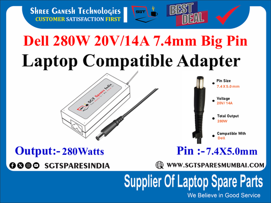 Dell 280W 20V/14A 7.4mm Big Pin Laptop Compatible adapter
