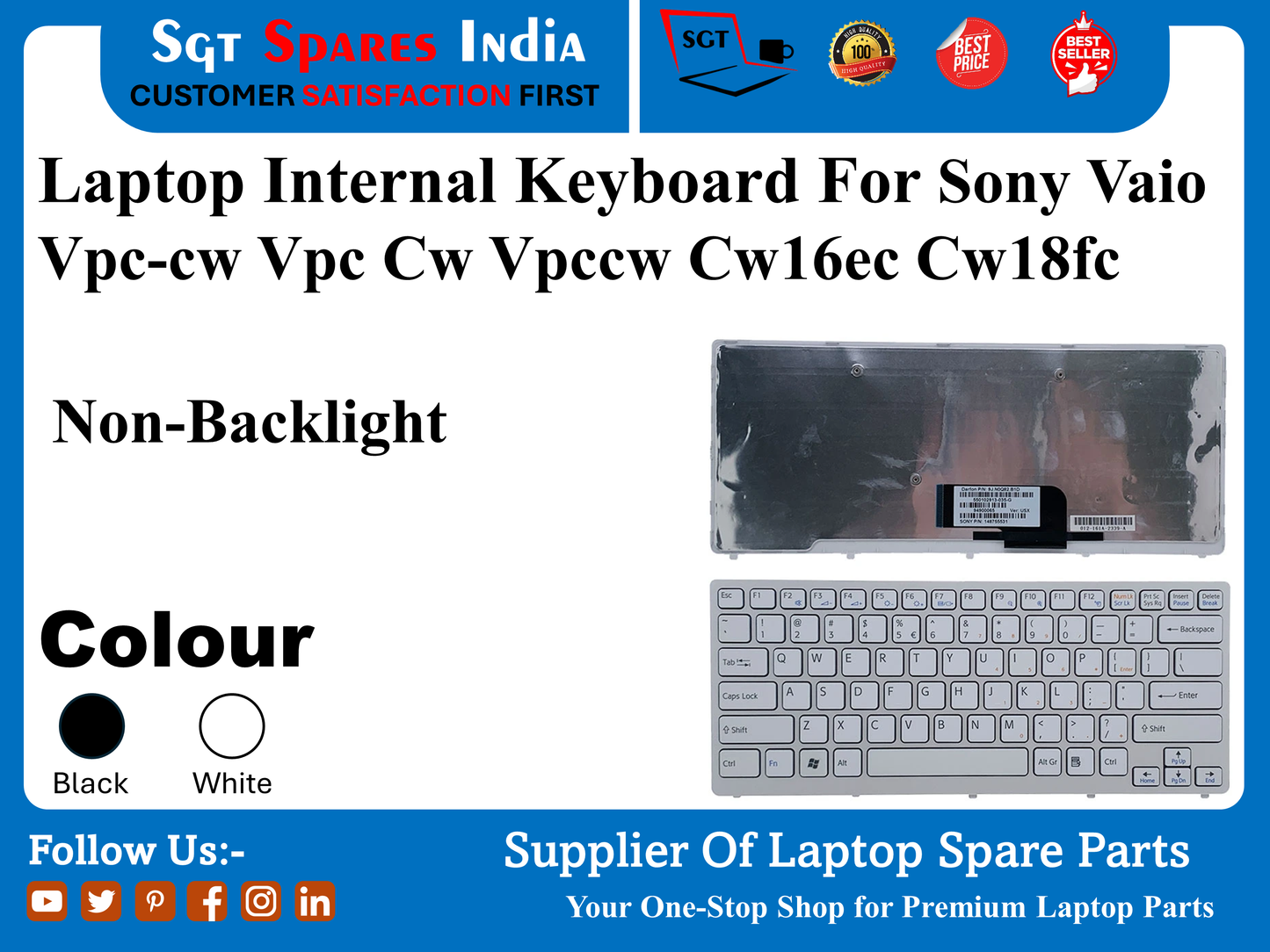 Laptop Internal Keyboard For Sony Vaio Vpc-cw Vpc Cw Vpcew Cw16ec Cw18fc Non-Backlight Colour Black White