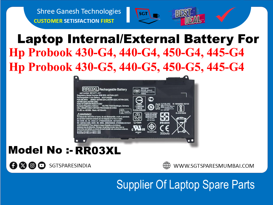 H-P RR03XL Internal Battery For Hp Probook 430-G4, 440-G4, 450-G4, 445-G4,  Hp Probook 430-G5, 440-G5, 450-G5, 445-G4