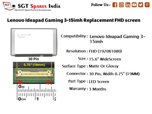 Lenovo Ideapad Gaming 3-15imh Replacement FHD screen