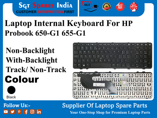 Laptop Internal Keyboard For HP Probook 650-G1 655-G1 Non-Backlight With-Backlight Track/ Non-Track Colour Black