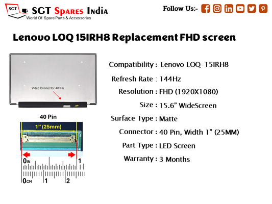 Lenovo LOQ 15IRH8 Replacement FHD screen