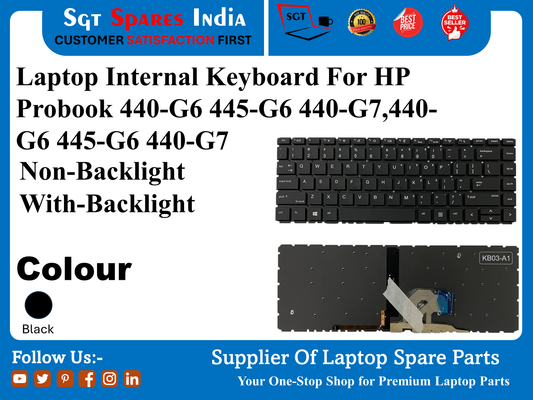 Laptop Internal Keyboard For HP Probook 440-G6 445-G6 440-G7,440- G6 445-G6 440-G7 Non-Backlight With-Backlight Colour Black