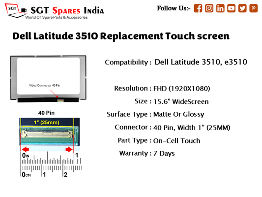 Dell Latitude 3510 Replacement Touch screen