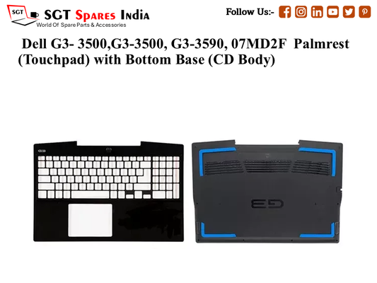 Dell G3- 3500,G3-3500, G3-3590, 07MD2F Palmrest (Touchpad) with Bottom Base (CD Body)