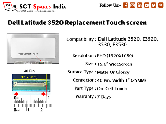 Dell Latitude 3520 Replacement Touch screen