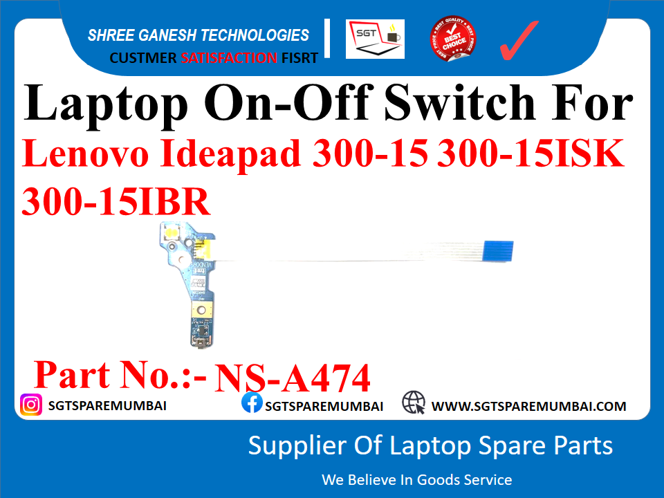 Laptop On-Off Switch For | Lenovo Ideapad 300-15 300-15ISK 300-15IBR