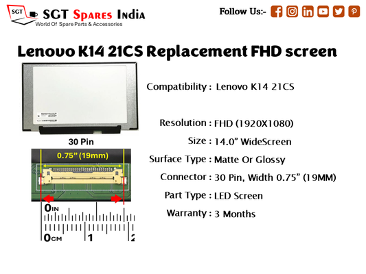 Lenovo K14 21CS Replacement FHD screen