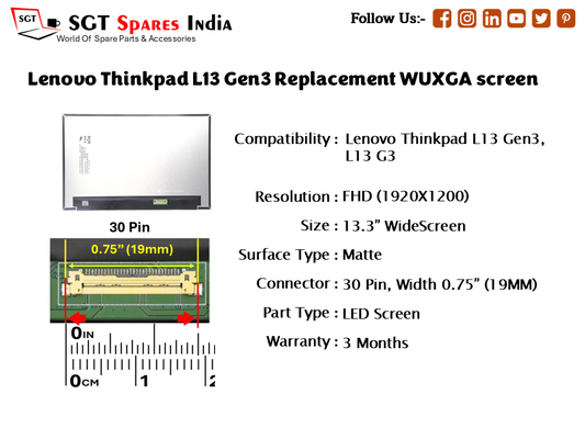 Lenovo Thinkpad L13 Gen3 Replacement WUXGA screen