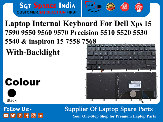 Laptop Internal Keyboard For Dell Xps 15 7590 9550 9560 9570 Precision 5510 5520 5530 5540 & inspiron 15 7558 7568 With-Backlight Colour Black