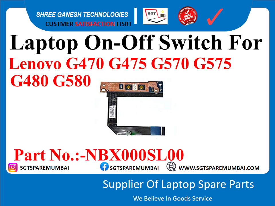 Laptop On-Off Switch For Lenovo G470 G475 G570 G575  Part No.:-NBX000SL00