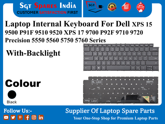 Laptop Internal Keyboard For Dell XPS 15 9500 P91F 9510 9520 XPS 17 9700 P92F 9710 9720 Precision 5550 5560 5750 5760 Series With-Backlight Colour Black