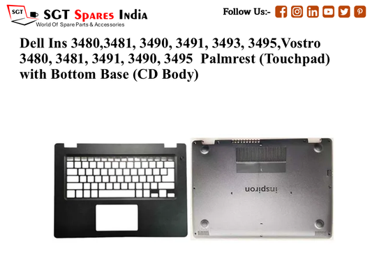 Dell Ins 3480,3481, 3490, 3491, 3493, 3495,Vostro 3480, 3481, 3491, 3490, 3495 Palmrest (Touchpad) with Bottom Base (CD Body)