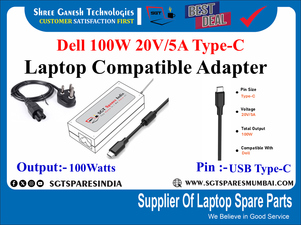 Dell 100W 20V/5A Type-C Laptop Compatible adapter