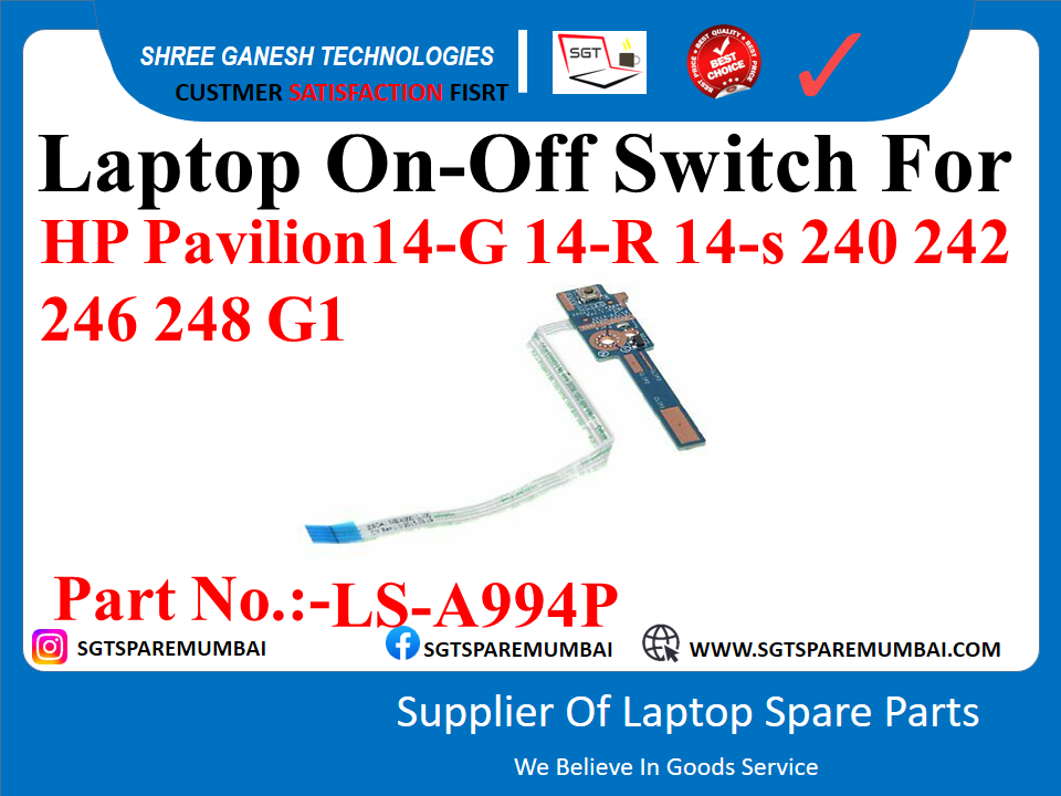 Laptop On-Off Switch For HP Pavilion 14-G 14-R 14-s 240 242 246 248 G1 Part No.:-LS-A994P