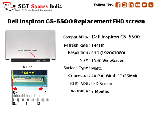 Dell Inspiron G5-5500 Replacement FHD screen