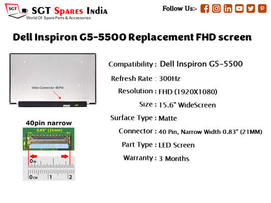 Dell Inspiron G5-5500 Replacement FHD screen