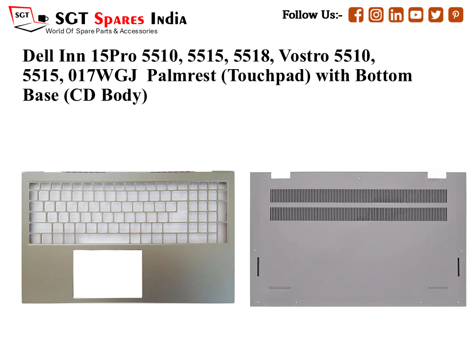 Dell Inn 15Pro 5510, 5515, 5518, Vostro 5510, 5515, 017WGJ Palmrest (Touchpad) with Bottom Base (CD Body)