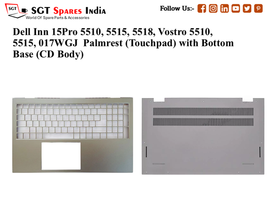 Dell Inn 15Pro 5510, 5515, 5518, Vostro 5510, 5515, 017WGJ Palmrest (Touchpad) with Bottom Base (CD Body)