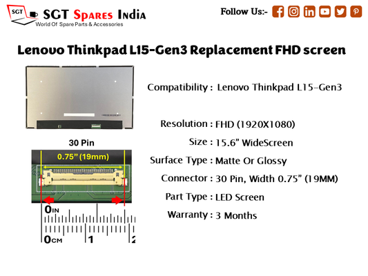 Lenovo Thinkpad L15-Gen3 Replacement FHD screen